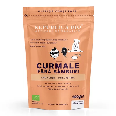 Curmale fara samburi Deglet Nour ecologice, FARA GLUTEN, 200g, Republica BIO