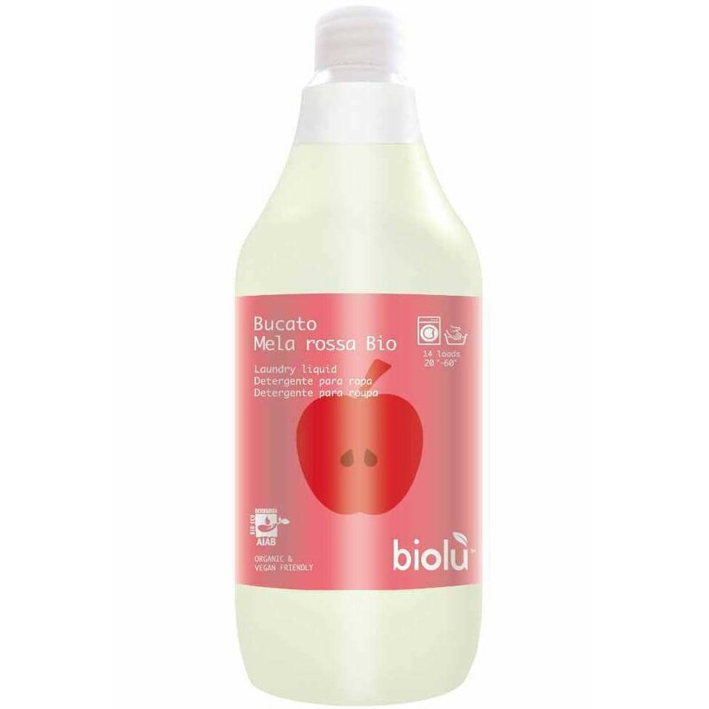 Detergent ecologic lichid pentru rufe albe si colorate, mere rosii, 1l - biolu