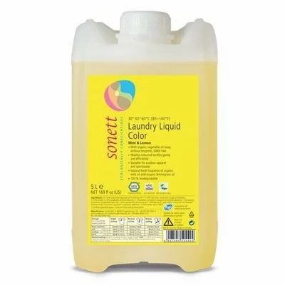 Detergent lichid pentru rufe colorate cu menta si lamaie, ecologic, 5L, Sonett