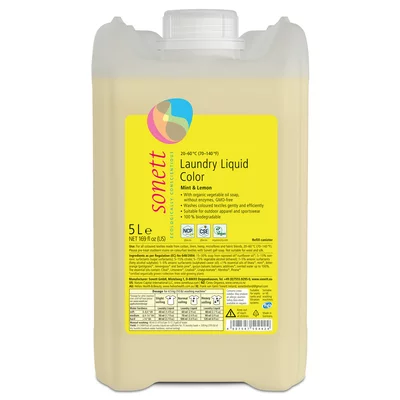 Detergent lichid pentru rufe colorate cu menta si lamaie, ecologic, 5L, Sonett