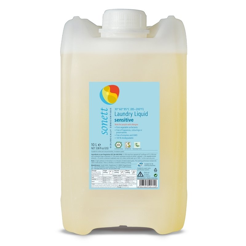 Detergent Pentru Rufe Albe Si Colorate, Ecologic, 10l, Sensitive, Sonett