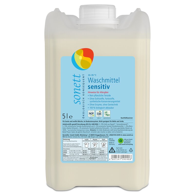 Detergent lichid pentru rufe sensitive ecologic 5l Sonett