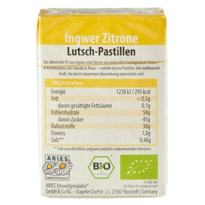 Dropsuri cu ghimbir si lamaie bio 30g Aries