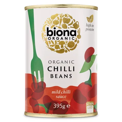Fasole rosie in sos chilli la conserva bio 395g Biona PRET REDUS