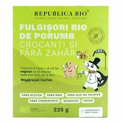 Fulgisori Bio de porumb crocanti si fara zahar FARA GLUTEN Republica BIO, bio, 225 g
