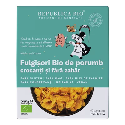 Fulgisori Bio de porumb crocanti si fara zahar FARA GLUTEN Republica BIO, bio, 225 g