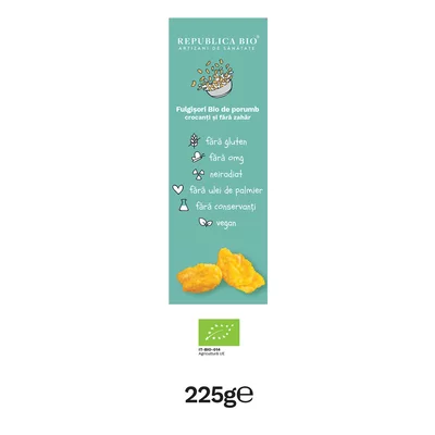 Fulgisori Bio de porumb crocanti si fara zahar FARA GLUTEN Republica BIO, bio, 225 g