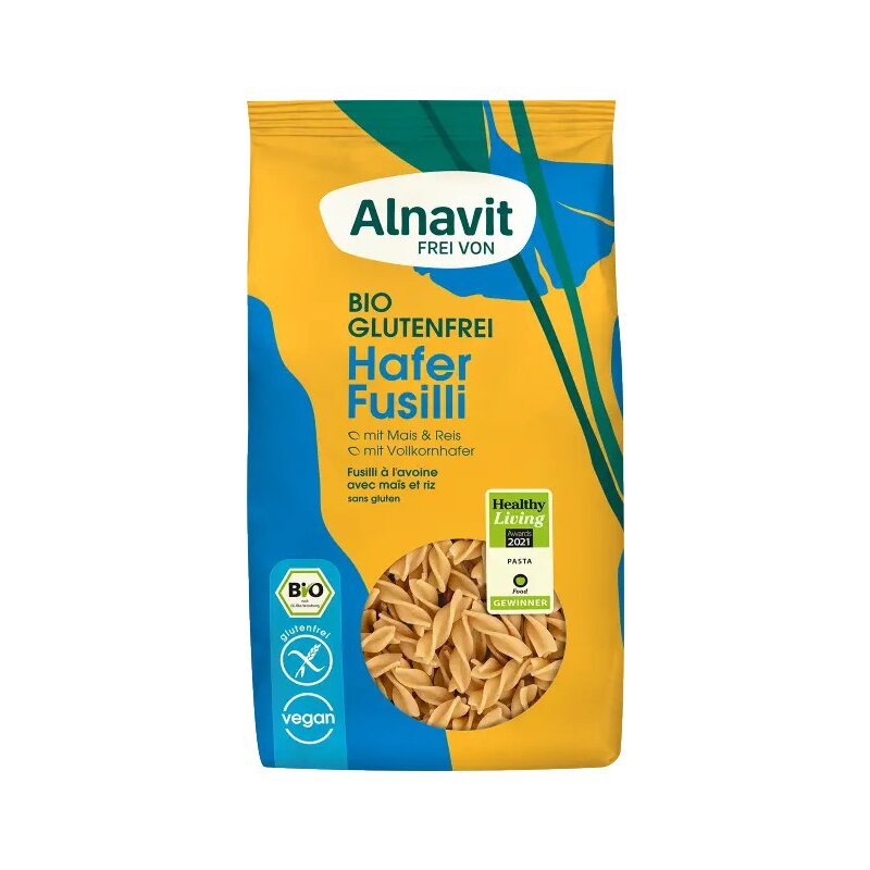 Fusilli cu ovaz fara gluten, bio, 250g alnavit