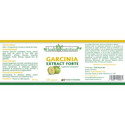 Garcinia Extract Forte, 180 cps - Health Nutrition