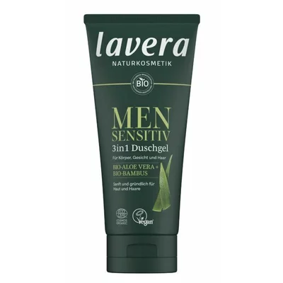 Gel de dus 3 in 1 Men Sensitive cu aloe vera si bambus ecologic 200ml Lavera