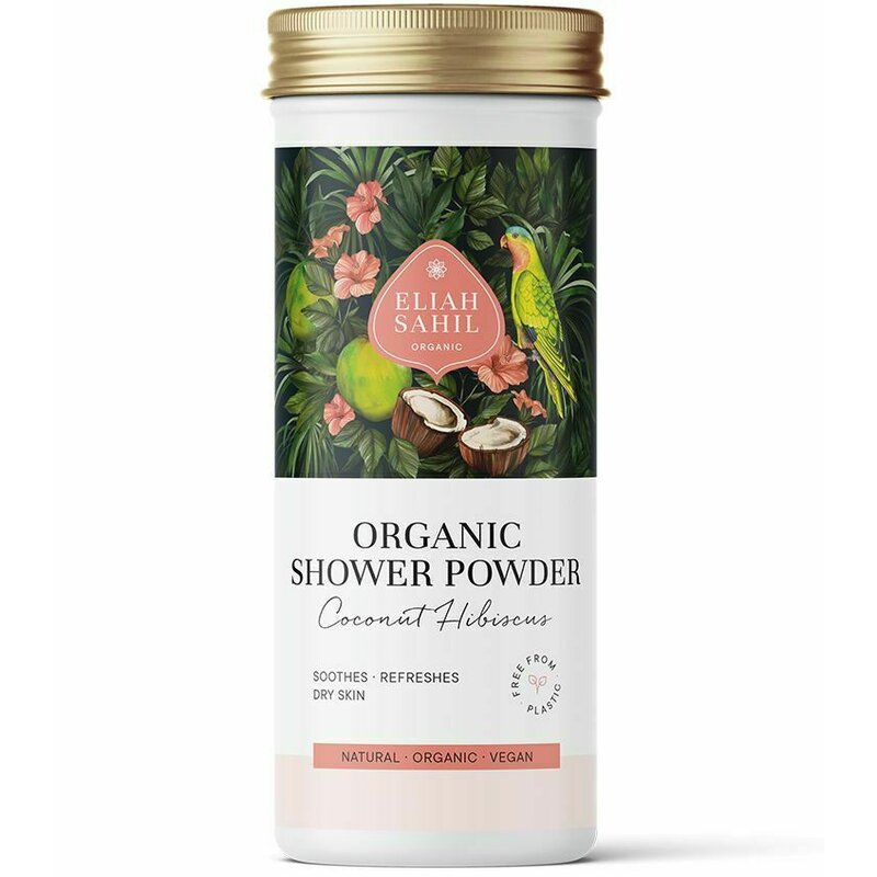Gel de dus pudra cu cocos si hibiscus bio 90g eliah sahil