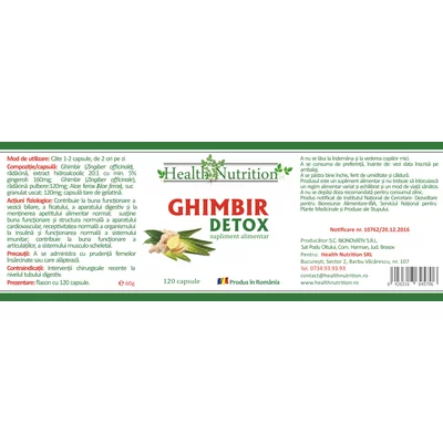 Ghimbir Detox, 120 cps - Health Nutrition