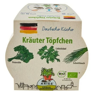 Ghiveci biodegradabil cu seminte pentru semanat - mix ierburi germane bio 3 bucati Aries