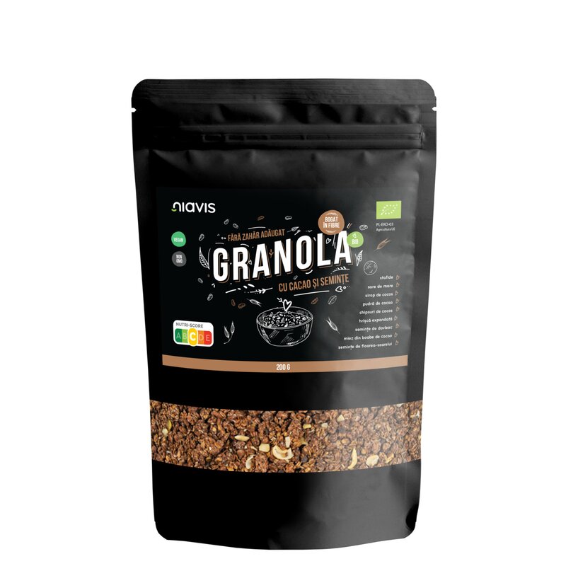 Granola cu cacao si seminte, bio, 200g, niavis