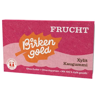 Guma de mestecat cu fructe 12 drajeuri 17g Birkengold
