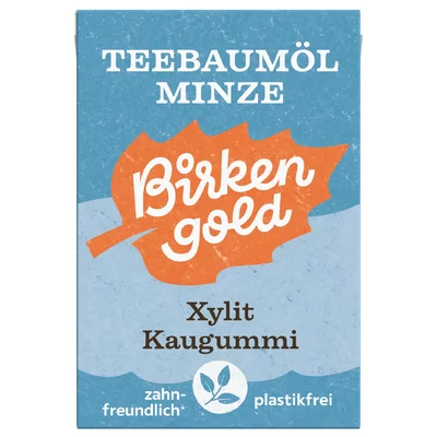 Guma de mestecat cu tea tree si menta 20 drajeuri 28g Birkengold