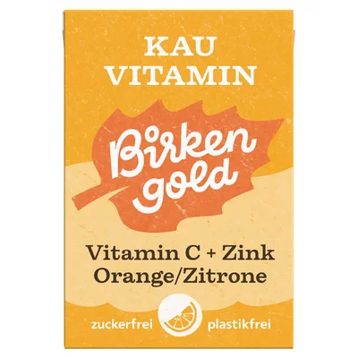 Guma de mestecat cu vitamina c si zinc indulcita cu xylitol 20 drajeuri 28g Birkengold PRET REDUS