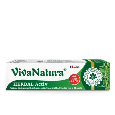 Herbal Activ - pasta de dinti naturala 99,5% cu argila activa, aloe vera si 44 plante, 80 ml - Leonard Radutz formula