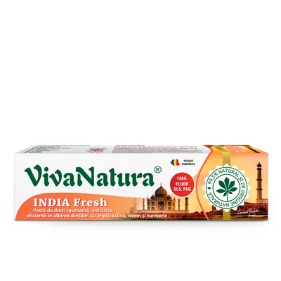 India Fresh – Pasta de dinti naturala cu Neem si Turmeric, fara fluor, 80 ml - Leonard Radutz formula