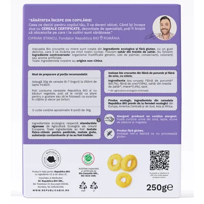 Ineluse Bio crocante cu miere FARA GLUTEN Republica BIO, bio, 250 g