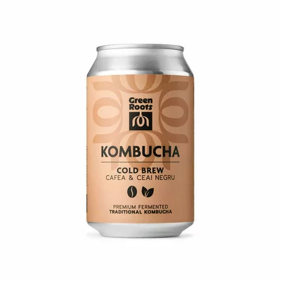 Kombucha bio COLD BREW Cafea si ceai negru 330ml Green Roots