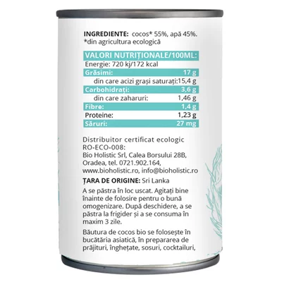Bautura de cocos bio, 400ml, Obio
