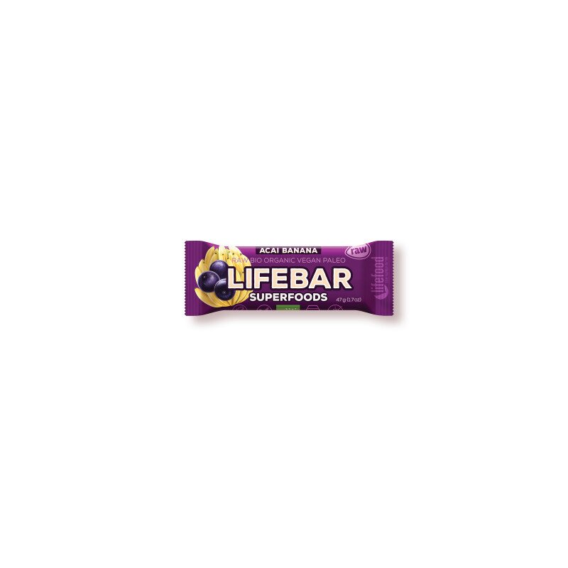 Lifebar plus baton cu acai si banane raw bio 47g