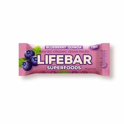 Lifebar Plus baton cu afine si quinoa raw bio 47g