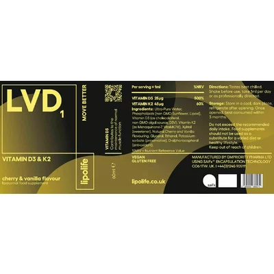 LVD1 Vitamina D3 si K2 lipozomala, 60ml, Lipolife