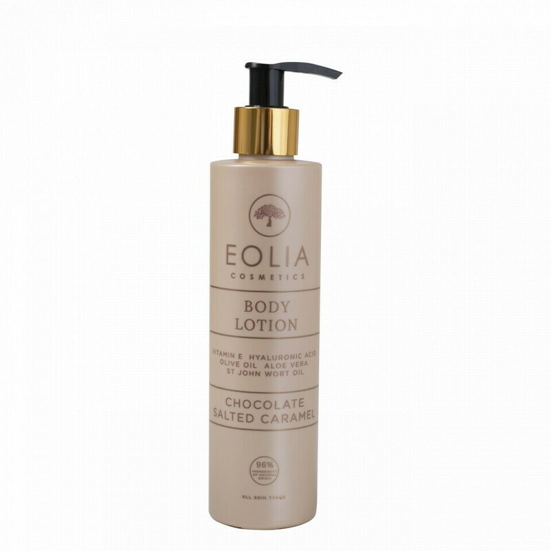 Lotiune de corp naturala cu acid hialuronic, vitamina e si ciocolata si caramel sarat 250 ml / 8.45 fl. oz, eolia