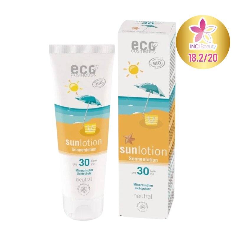 Lotiune Fluida BIO Protectie Solara SPF30, Piele Sensibila, FARA PARFUM, Rezistenta la apa, 125ml, Eco Cosmetics