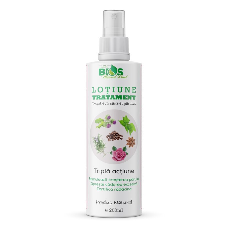 Lotiune tratament impotriva caderii parului, 200 ml, bios mineral plant