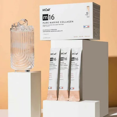 m16 Colagen hidrolizat marin premium monodoza, dovedit clinic, beauty, 10.000mg tip I si III, fara aroma, 15 plicuri, 151,5 g, natural, Molecules of Youth