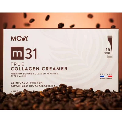 m31 True collagen creamer, colagen hidrolizat bovin premium monodoza, dovedit clinic, beauty, 5.000mg, tip I si III, fara aroma, 15 plicuri, 105 g, natural, Molecules of Youth