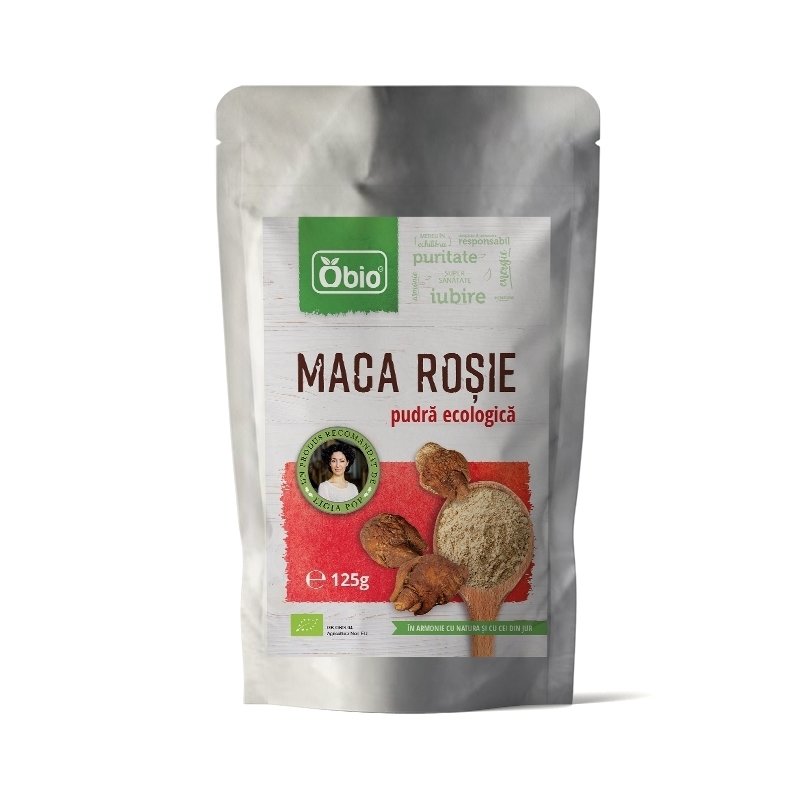 Maca rosie pudra raw bio, 125g - obio