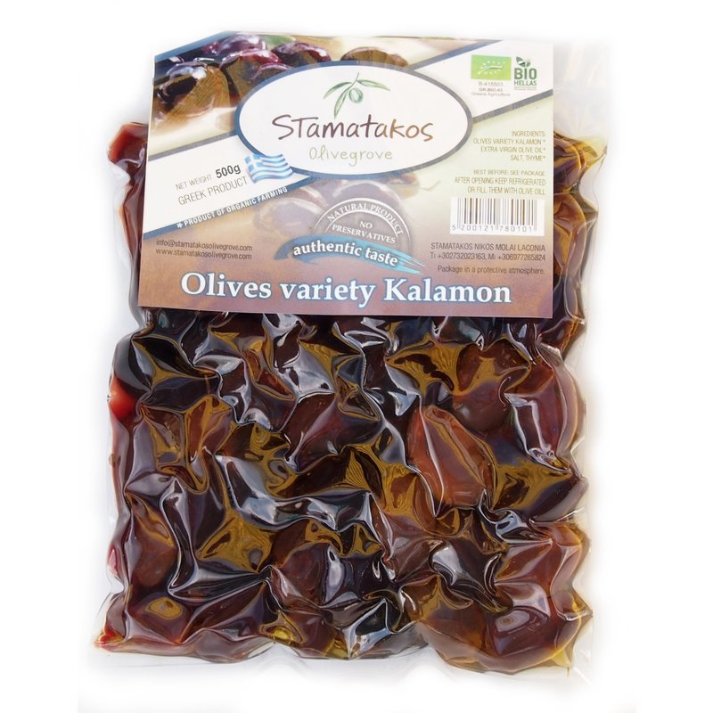 Masline kalamata, vidate, bio, 500g, stamatakos olivegrove