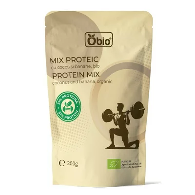 Mix proteic cu cocos si banane bio 300g Obio