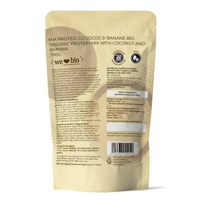 Mix proteic cu cocos si banane bio 300g Obio
