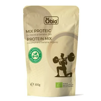 Mix proteic cu cocos si banane bio 300g Obio PRET REDUS
