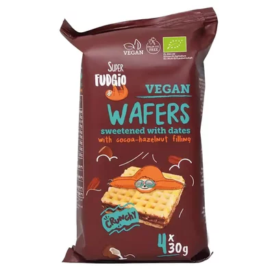 Napolitane cu cacao si alune de padure indulcite cu curmale bio 120g Super Fudgio