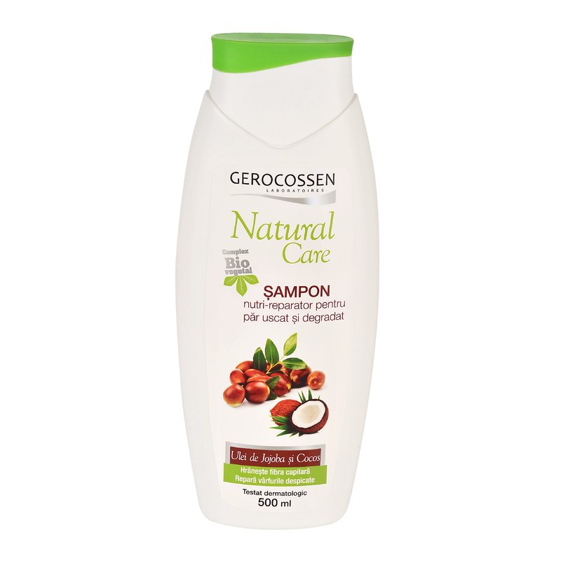 Natural Care - sampon nutri-reparator pentru par uscat si degradat: cu ulei de cocos si jojoba - 500 ml, Gerocossen