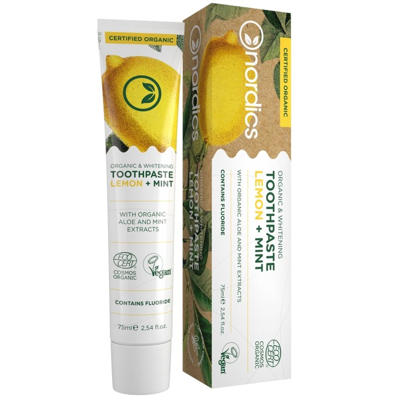 Pasta de dinti pt. albire cu lamaie si menta bio, 75ml nordics