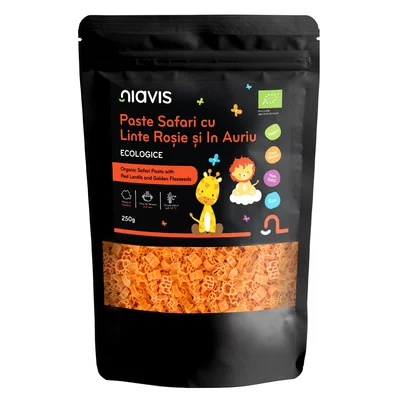 Paste Safari cu Linte Rosie si In Auriu Pentru Copii, eco, 250g, Niavis