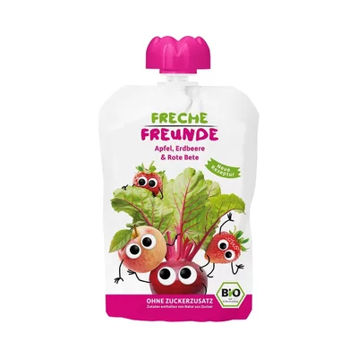 Piure de mere, sfecla rosie, capsuni  bio 100g Erdbar