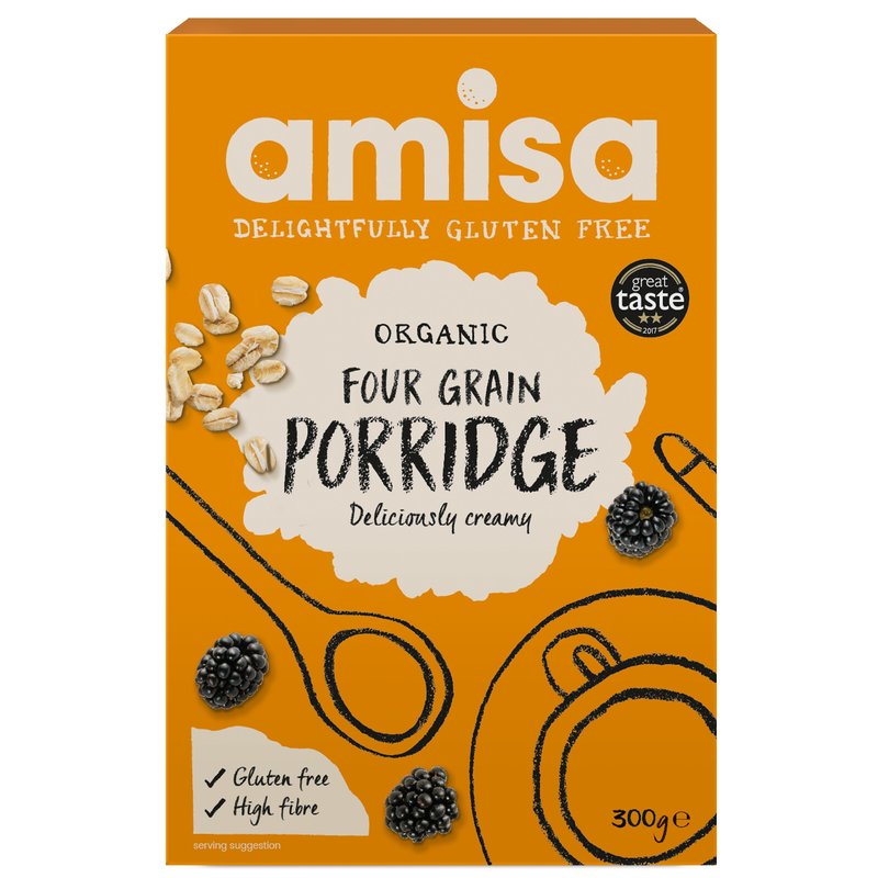 Porridge din 4 cereale fara gluten bio 300g, amisa