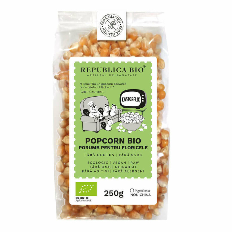 Porumb pentru floricele fara gluten, ecologic, 250g, republica bio