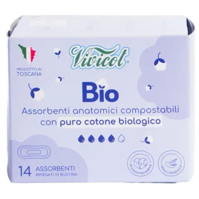 Absorbante de zi fara aripioare din bumbac compostabil 4 picaturi 14buc Vivicot