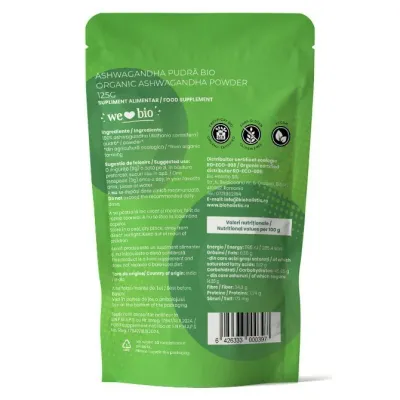 Ashwagandha pudra bio 125g Obio