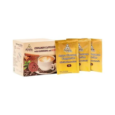 Cappuccino cu ganoderma, scortisoara si stevie, 15g * 10plicuri, Ayura Herbal