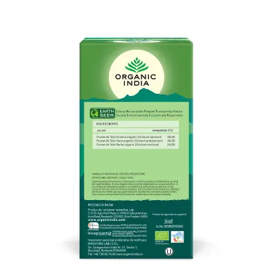 Ceai Tulsi (Busuioc Sfant) Original | Antistres Natural & Energizant, bio, 25 plicuri, Organic India